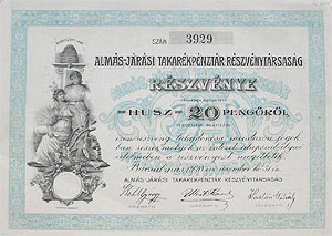 Almás-Járási Takarékpénztár Részvénytársaság 20 pengő 1928