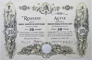 Budakeszi Takarékpénztár Részvénytársaság részvény 10 pengő 1927
