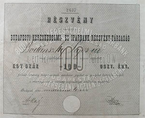 Budapesti Kereskedelmi- és Iparbank Részvénytársaság részvény 100 forint 1890