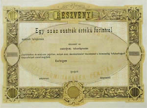 Esztergomi Takarékpénztár Részvénytársaság részvény 100 forint 1875