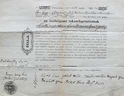 Esztergomi Takarékpénztár Részvénytársaság sola váltó 1870