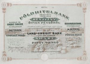 Földhitelbank Részvénytársaság 50 pengő 1926