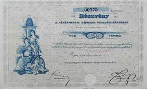 Hevesmegyei Népbank Részvénytársaság részvény 10 pengő 1926 Eger