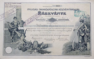 Ipolysági Takarékpénztár Részvénytársaság részvény 600 korona 1911