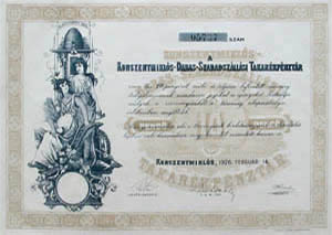 Kunszentmiklós-Dabas-Szabadszállási Takarékpénztár részvény 10 korona 1926