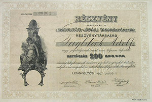 Lengyeltóti-járási Takarékpénztár Részvénytársaság részvény 200 korona 1907