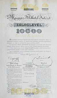 Magyar Földhitel Intézet 4% záloglevél 10000 korona 1906