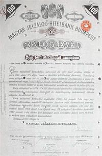 Magyar Jelzálog-Hitelbank záloglevél 100 font 1907