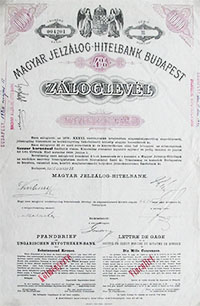 Magyar Jelzálog-Hitelbank záloglevél 10000 korona 1905