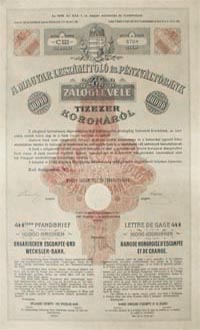 Magyar Leszámítoló- és Pénzváltóbank záloglevél 10000 korona 1917