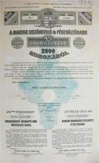 Magyar Leszámítoló- és Pénzváltóbank záloglevél 2000 korona