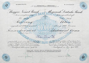 Magyar-Német Bank Részvénytársaság részvény 10000 korona 1924