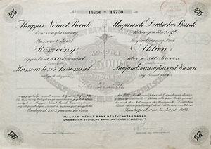 Magyar-Német Bank Részvénytársaság részvény 25000 korona 1923