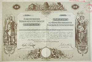 Nagybecskereki Népbank Részvénytársulat részvény 50 forint 1887