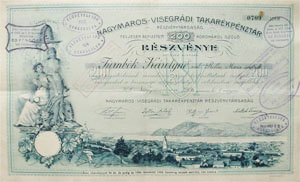 Nagymaros-Visegrádi Takarékpénztár Részvénytársaság részvény 200 korona 1906