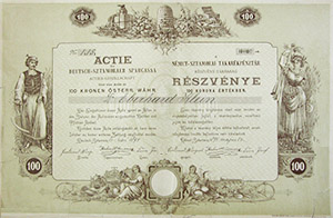 Németsztamorai Takarékpénztár Részvénytársaság részvény 100 korona 1894 Németsztamora