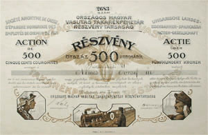 Országos Magyar Vasutas Takarékpénztár Részvénytársaság részvény 500 korona 1911