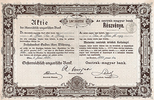 Osztrák-Magyar Bank részvény 600 forint 1880