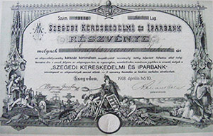 Szegedi Kereskedelmi- és Iparbank Részvénytársaság részvény 200 korona 1918 Szeged
