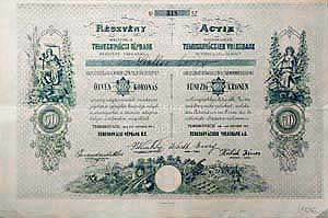 Temeskovácsi Népbank Részvénytársaság részvény 50 korona 1912
