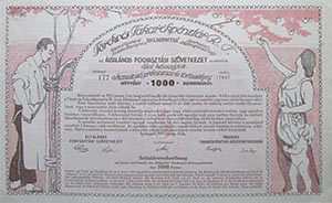 Törekvés Takarékpénztár Részvénytársaság kamatozó kötvény 1000 korona 1923
