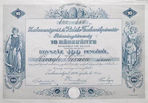 Zalaszentgrót és Vidéke Takarékpénztár Részvénytársaság részvény 10x10 100 pengő 1926