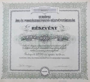 Eurpai ru- s Podgyszbiztost Rt. 100 peng 1926