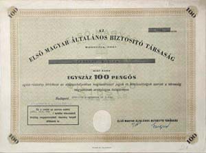 Els Magyar ltalnos Biztost Trsasg rszvny 100 peng 1946