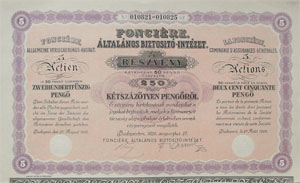 Foncire ltalnos Biztost Intzet rszvny 250 peng 1926