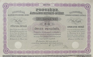 Foncire ltalnos Biztost Intzet rszvny 50 peng 1926