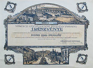 Miskolczi Gőztéglagyár Részvénytársaság  részvény 20 pengő 1926 Miskolc