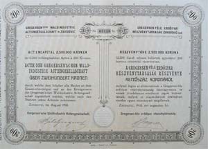 Gregersen-fle Erdipari Rszvnytrsasg Zavidovi-ban rszvny 200 korona 1908