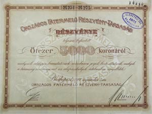Orszgos Fatermel Rszvnytrsasg 25x rszvny 5000 korona 1918