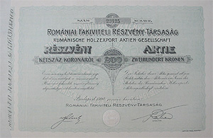 Romniai Fakiviteli Rszvnytrsasg 200 korona 1908