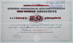 Gyógyári Kereskedelmi Részvénytársaság (Debrecen) 20 pengő 1926