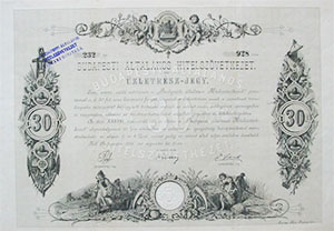 Budapesti Általános Hitelszövetkezet üzletrészjegy 30 forint 1886
