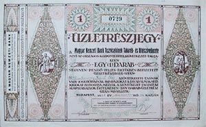 Magyar Nemzeti Bank Tisztviselőinek Takarék- és  Hitelszövetkezete üzletrészjegy 40 pengő 1928