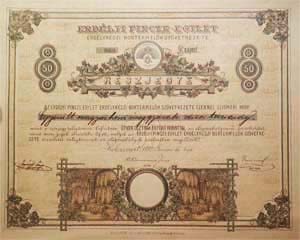 Erdélyi Pincze-Egylet Erdélyrészi Bortermelők Szövetkezete részjegy 50 forint 1892 Kolozsvár