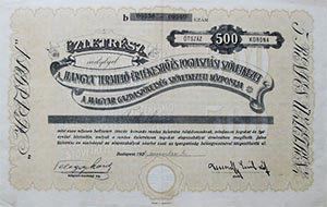 Hangya Termelő, Értékesítő és Fogyasztási Szövetkezet üzletrész 500 korona 1922