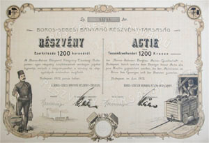 Boros-Sebesi Bányamű Részvénytársaság részvény 120 korona 1902