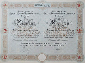 Felsőmagyarországi Bánya- és Kohómű Részvénytársaság 125 pengő 1926