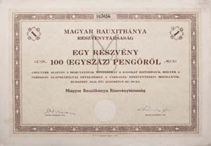 Magyar Bauxitbánya Részvénytársaság részvény 100 pengő 1942