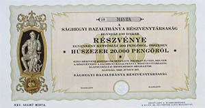Sághegyi Bazaltbánya Részvénytársaság részvény 20000 pengő 1926 Alsóság MINTA