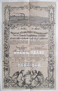Balaton Gőzhajózási Társaság részvény 150 forint 1846