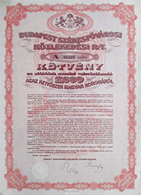 Budapest Székesfővárosi Közlekedési Részvénytársaság kötvény 2000 korona 1923