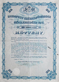 Budapest Székesfővárosi Közlekedési Részvénytársaság kötvény 25x 1940