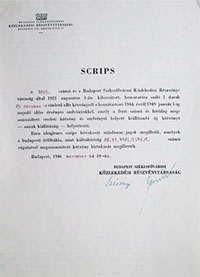 Budapest Székesfővárosi Közlekedési Részvénytársaság scrips 1946