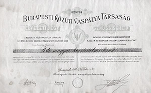Budapesti Közúti Vaspálya-Társaság élvezeti jegy 100 korona 1918