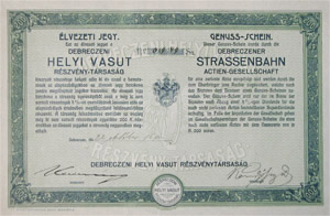 Debreczeni Helyi Vasút Részvénytársaság élvezeti jegy 1922 Debrecen