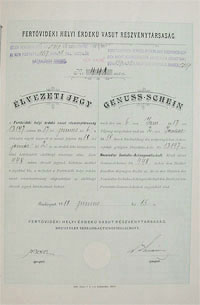 Fertővidéki Helyi Érdekű Vasút Részvénytársaság élvezeti jegy 1918